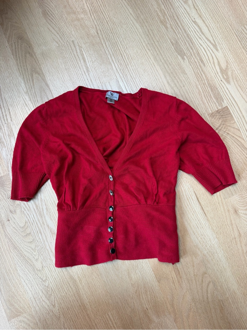 Worthington Red V-Neck Button-Front Sweater